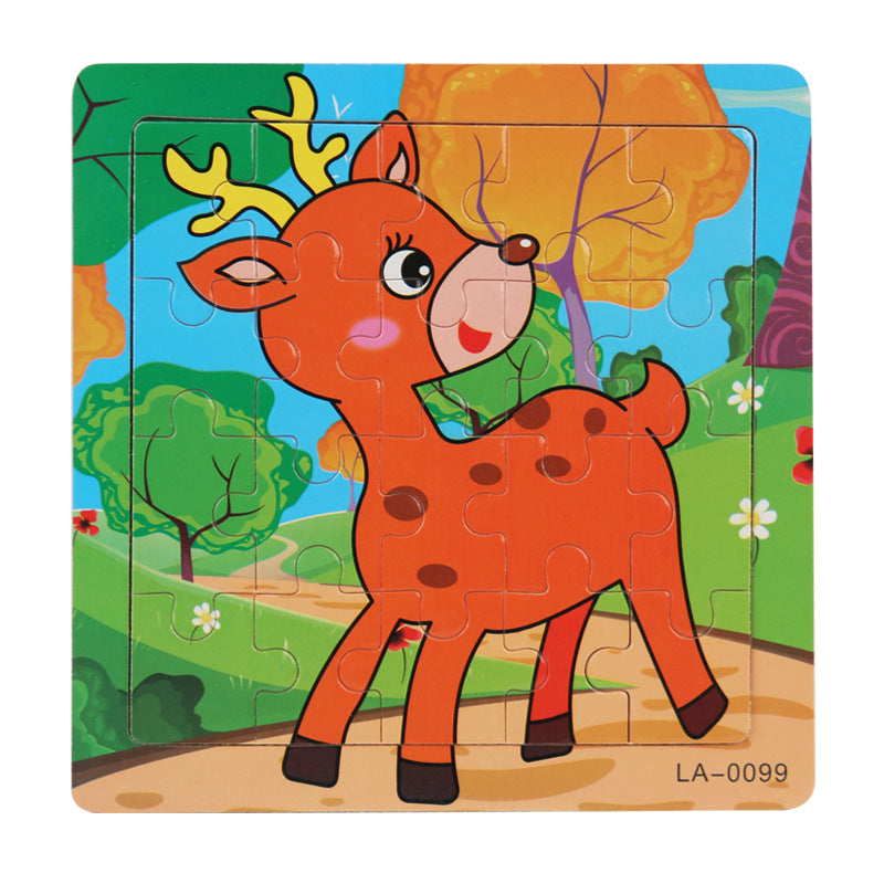 Wooden Cartoon Puzzle Educational Toys