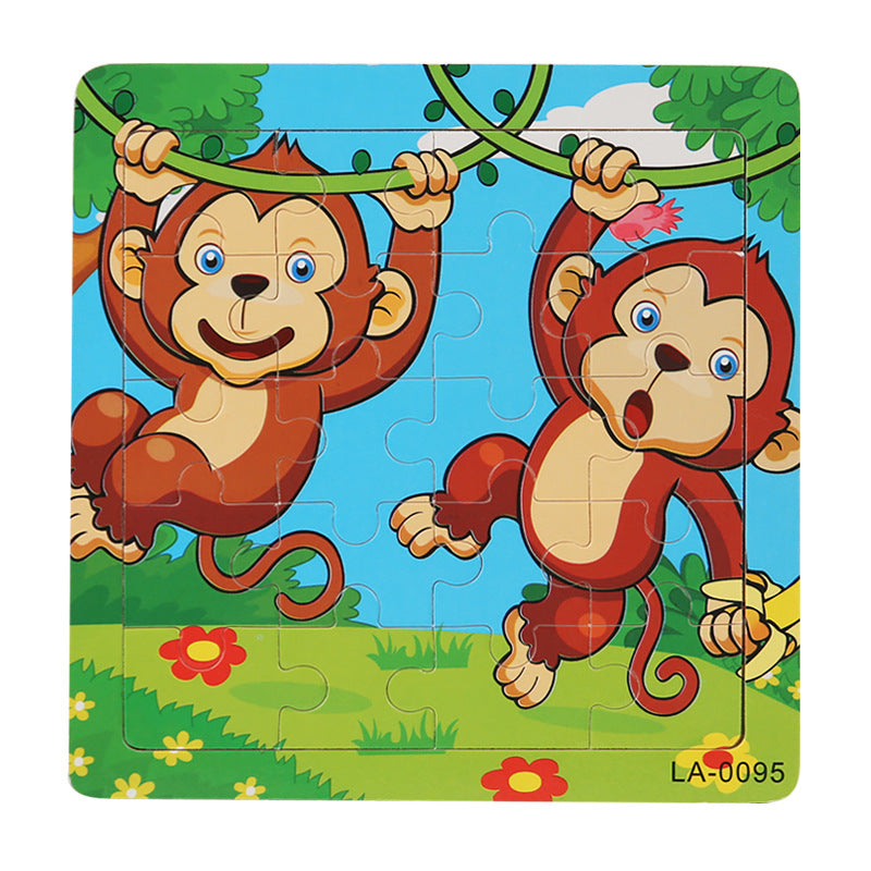 Wooden Cartoon Puzzle Educational Toys