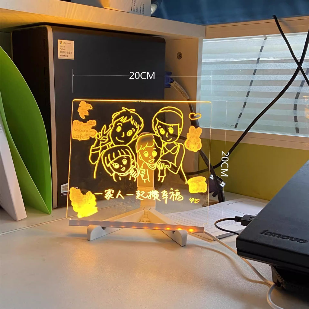 Kids LED Light Drawing Board with Stand & Coloured Pens
