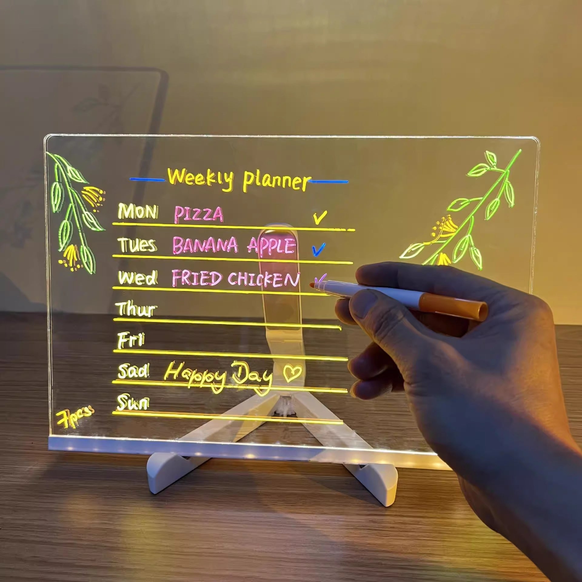 Kids LED Light Drawing Board with Stand & Coloured Pens